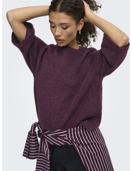 Pull Maille Mauve Wine ONLSIMONI ONLY - 3 | TOPS